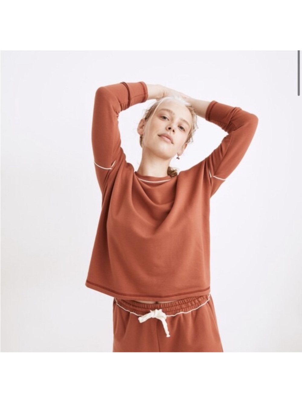 Madewell MWL Superbrushed Piped Easygoing Sweatshirt